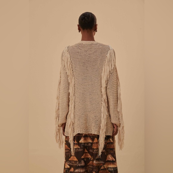 FARM Rio Sand Striped Fringe Knit Cardigan - Picture 13 of 15